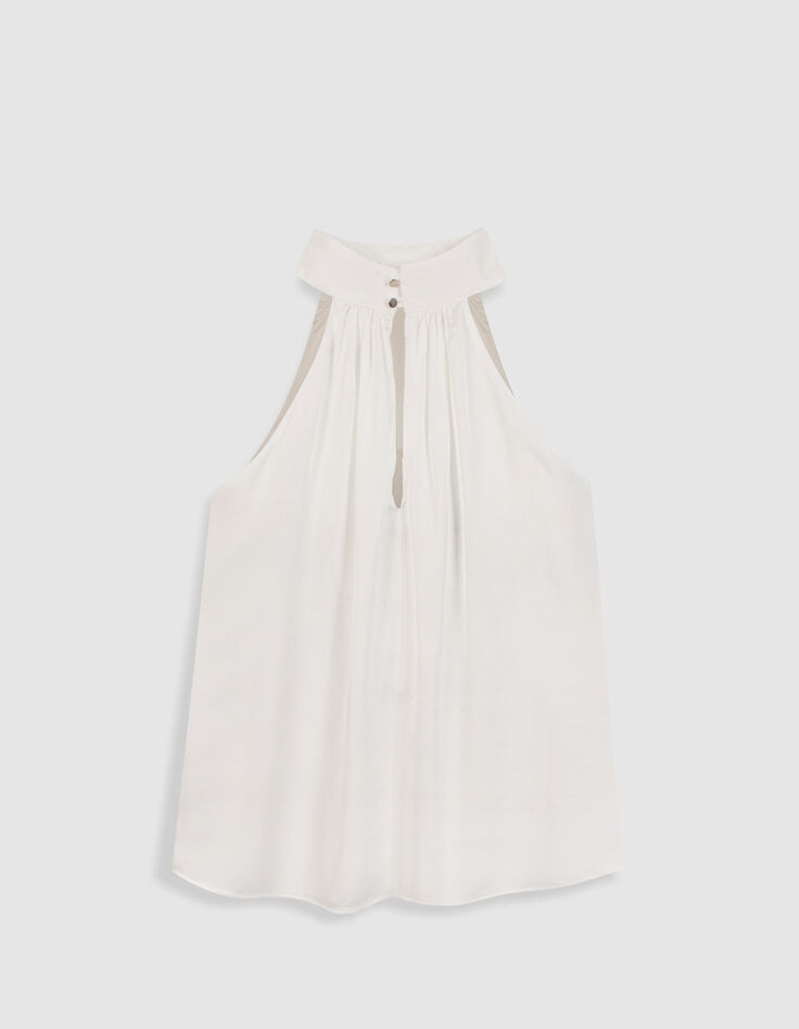 Women's white satin sleeveless top-2