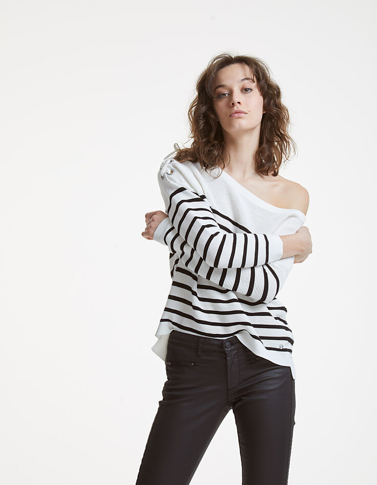 Pull marinière lacet femme-2