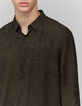Men's khaki maxi flower print SLIM shirt-4