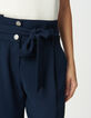 Marine broek hoge taille met ceintuur-4