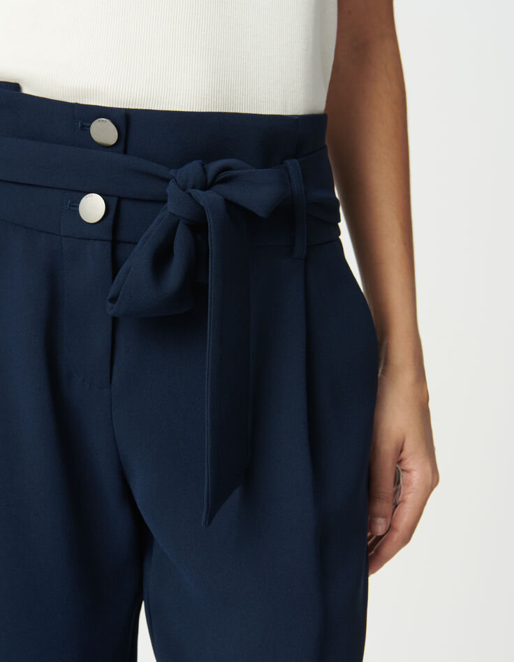 Marine broek hoge taille met ceintuur-4