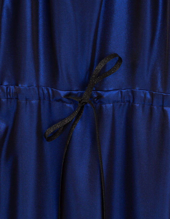 Midi-Damenkleid in Blau ohne Ärmel mit Wasserfallkragen - IKKS