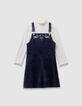 Girls’ 2-in-1 navy velvet dress and white T-shirt-4