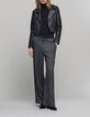 Women's black herringbone check suit pants-2