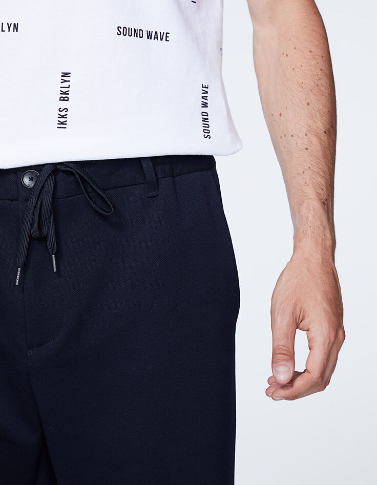 Men’s navy textured fabric jogpants-4