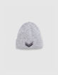 Gorro de punto gris para mujer estampado chevron bordado-1