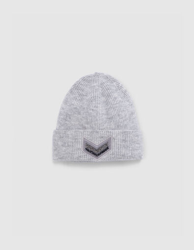 Gorro de punto gris para mujer estampado chevron bordado - IKKS