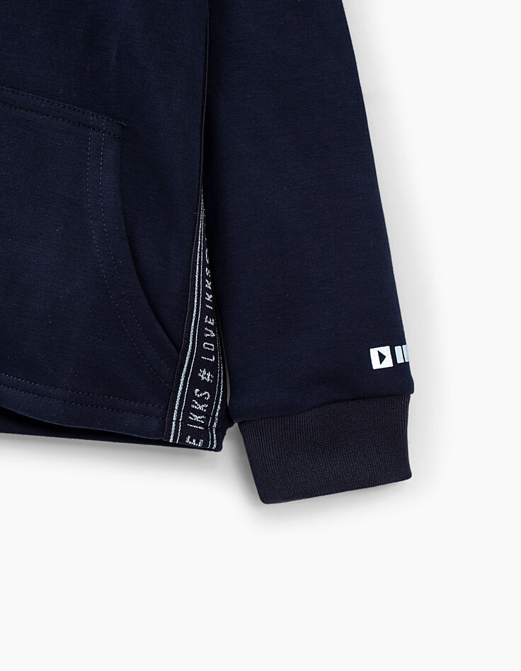 Cardigan sport navy avec doublure capuche imprimée fille-5