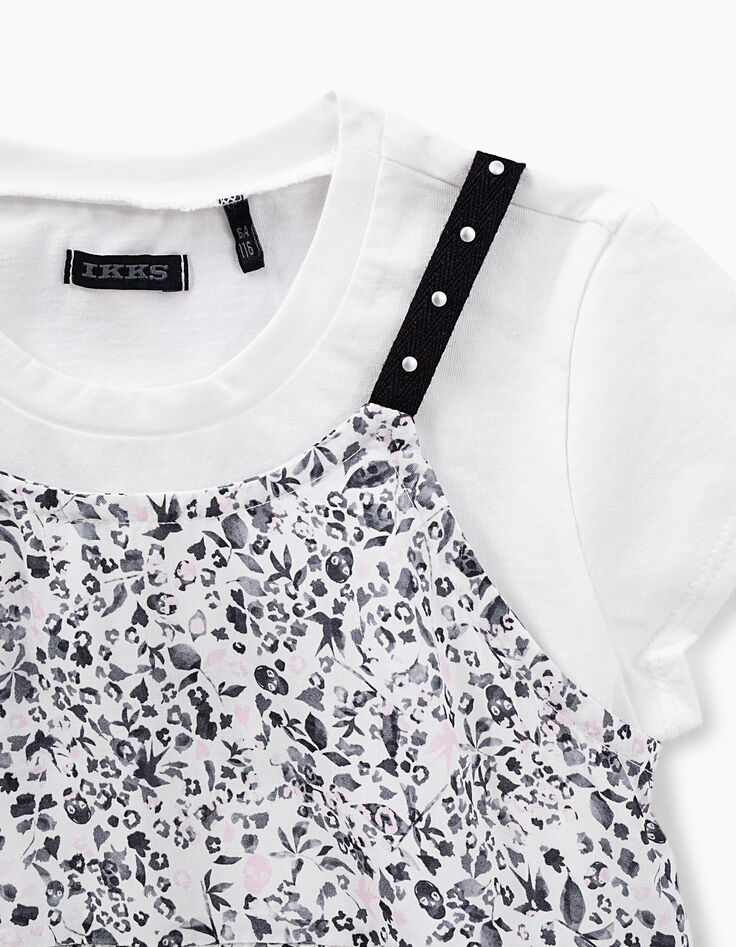 Robe 2 en 1 blanc imprimé tachiste et tee-shirt fille-6 Robe 2 en 1 blanc imprimé tachiste et tee-shirt fille-6