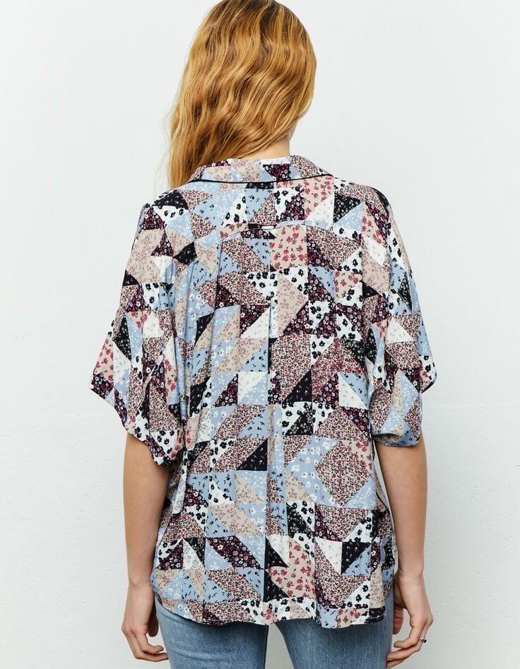 Chemise viscose Ecovero® imprimé patchwork floral femme-2
