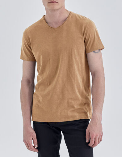 Men&rsquo;s cappuccino Essential V-neck t-shirt - IKKS