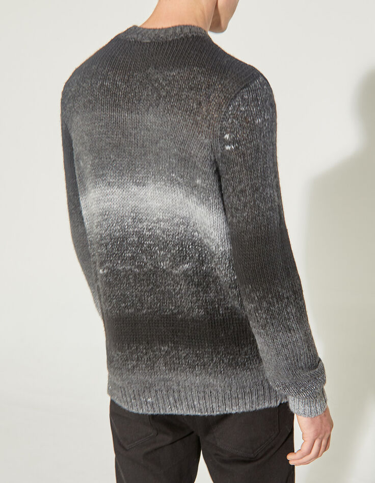 Men&rsquo;s charcoal faded-stripe knit sweater-3