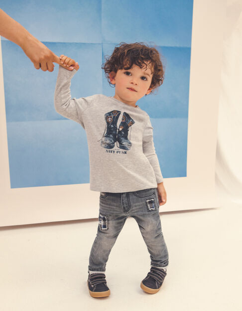 Baby boys’ light grey knitlook jeans with patches