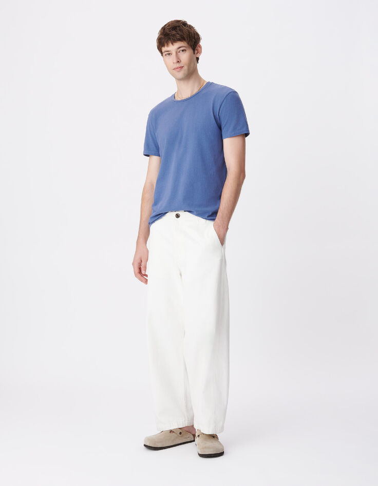 T-shirt col rond bleu coton bio Homme-1