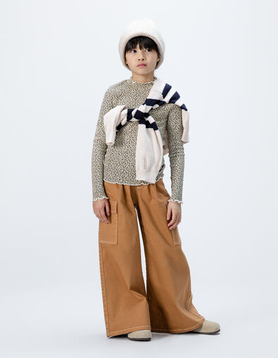 Camel wideleg jeans battlestijl meisjes - IKKS