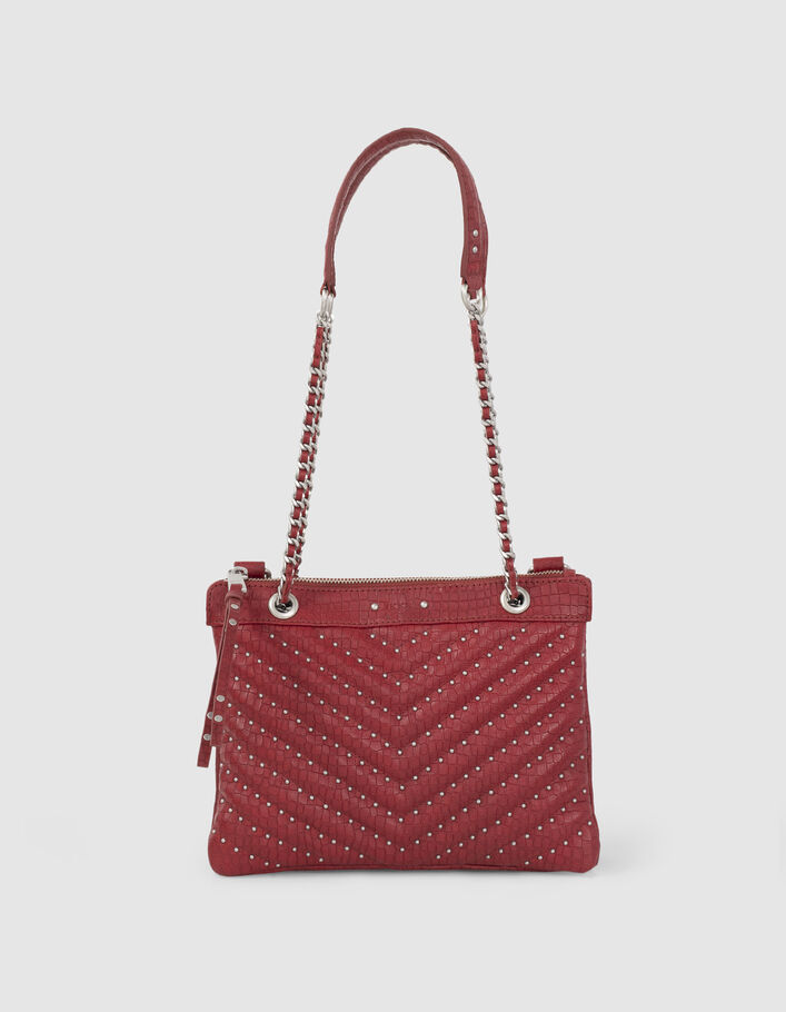Women’s red croc-embossed leather 1440 Reporter clutch bag - IKKS