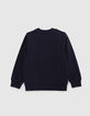 Boys' navy organic cotton sweatshirt, XL embroidered crest-3
