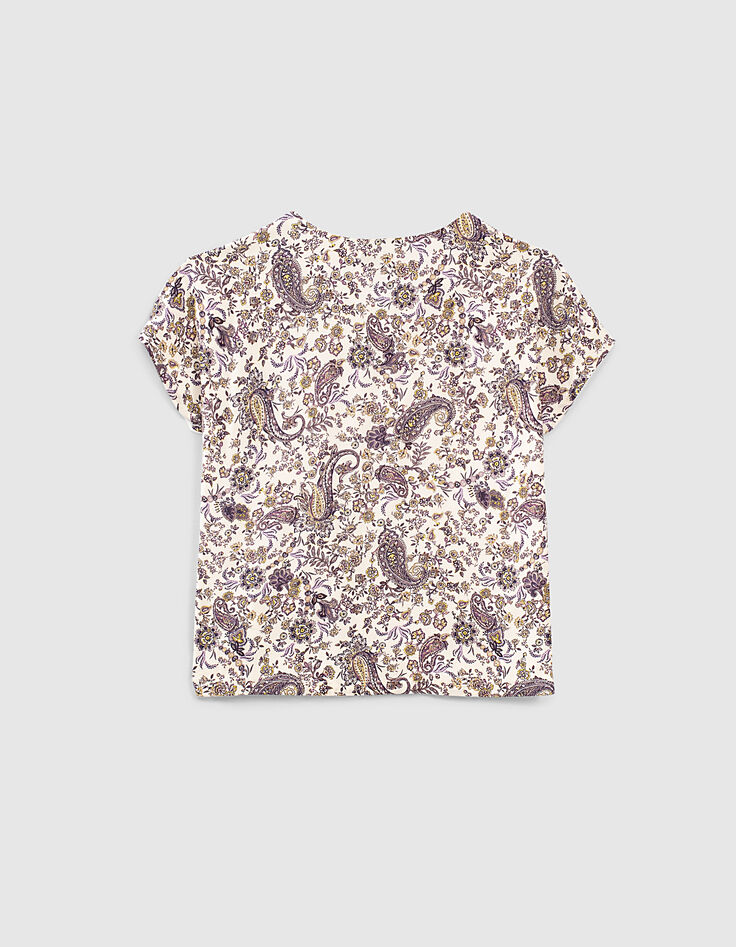 Wit T-shirt twee materialen Ecovero® kasjmier rug meisjes-4