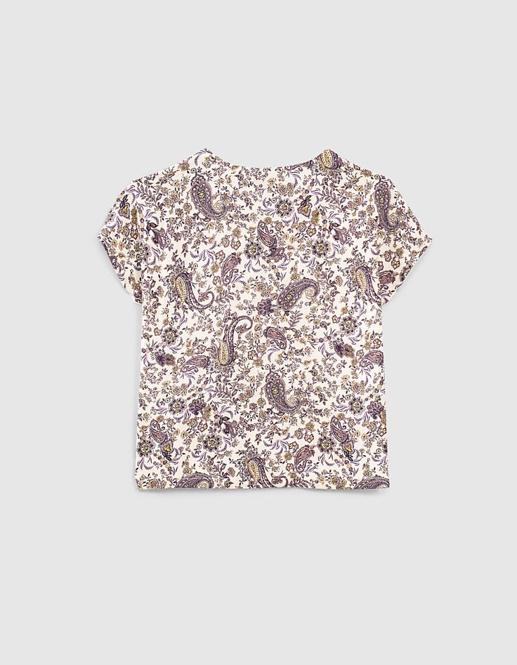 Wit T-shirt twee materialen Ecovero® kasjmier rug meisjes-4 Wit T-shirt twee materialen Ecovero® kasjmier rug meisjes-4