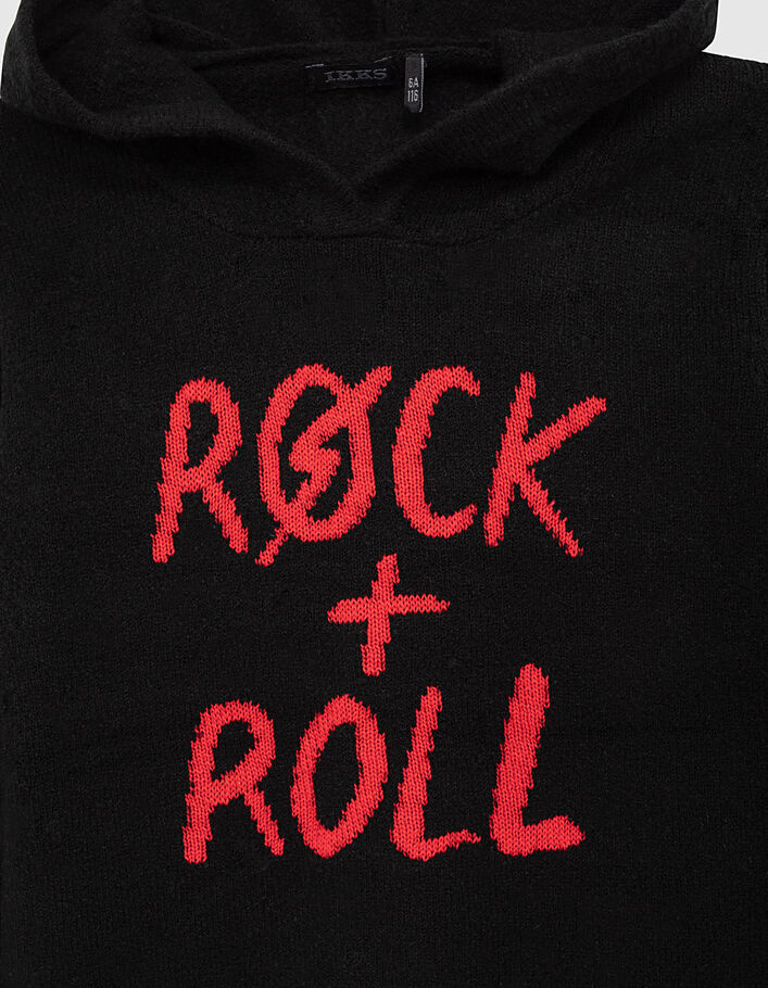 Boys’ black knit sweater with red slogan - IKKS