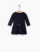 Robe maille marine brodée cœurs bébé fille-1