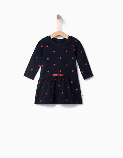 Robe maille marine brodée cœurs bébé fille - IKKS