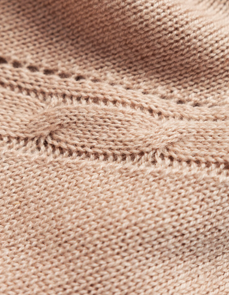 Robe pull beige tricot torsades placées Femme-7 Robe pull beige tricot torsades placées Femme-7