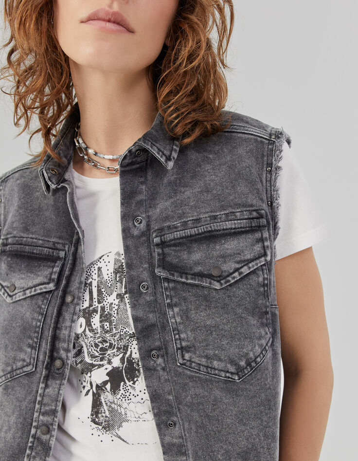 Grijs overshirt in katoen dames-4