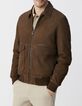 Blouson aviateur bronze en cuir Homme-10