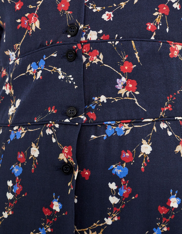 Robe midi viscose et soie imprimé fleurs de cerisier femme-5