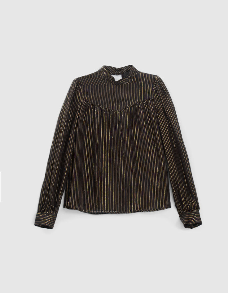 Pure Edition damesblouse opstaande zijden kraag gouddraad-6