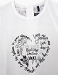 Camiseta blanco roto bi-tejido detrás estampado niña-3