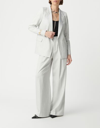 Veste de costume crois&eacute;e gris paillet&eacute; Femme - IKKS