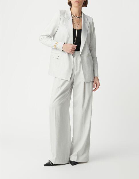 Veste de costume crois&eacute;e gris paillet&eacute; Femme - IKKS