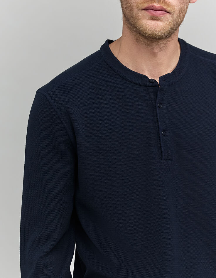Men's navy embossed mesh T-shirt-4