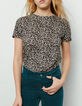 Damen-T-Shirt im Leo-Print aus Viscose und Leinen-1