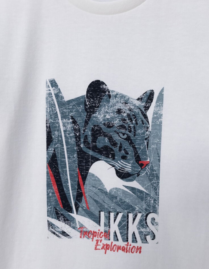 Weißes Jungen Panther-T-Shirt aus Bio-Baumwolle-2 Weißes Jungen Panther-T-Shirt aus Bio-Baumwolle-2