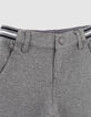 Middengrijze tricot broek gestreepte taille jongens -2