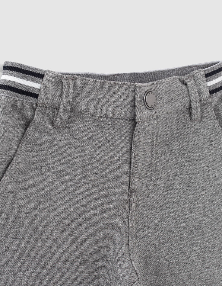 Middengrijze tricot broek gestreepte taille jongens -2 Middengrijze tricot broek gestreepte taille jongens -2