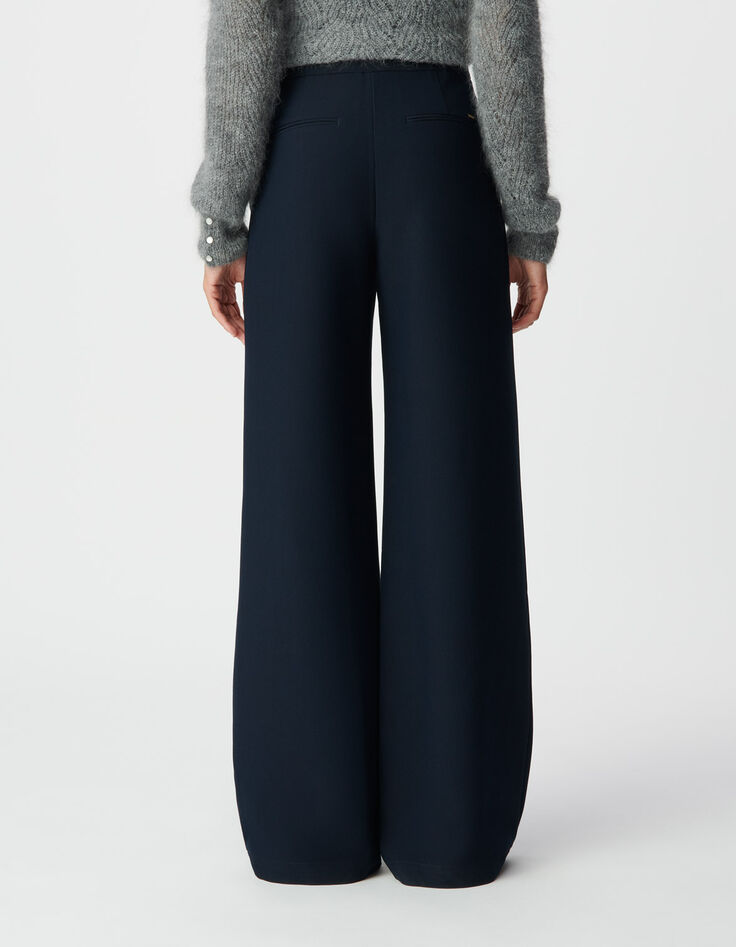 Pantalon droit marine flanelle Femme-5