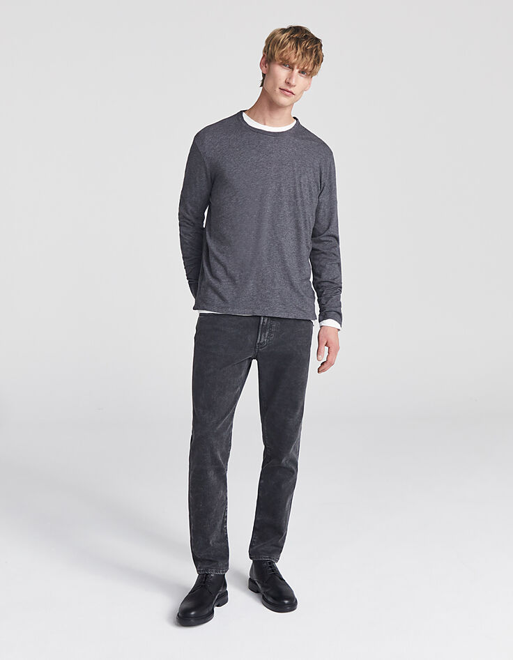 Men’s charcoal grey and white 2-in-1 T-shirt-6 Men’s charcoal grey and white 2-in-1 T-shirt-6