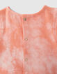 Baby girls’ peach tie-dye print sweatshirt fabric dress-5