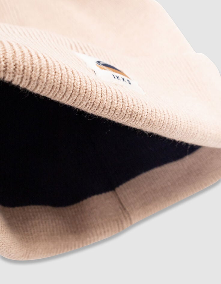 Boy's beige knitted hat with lapels-6 Boy's beige knitted hat with lapels-6