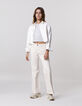 Veste en jean blanc frangé cropped fille-2