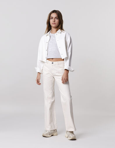 Veste en jean blanc frangé cropped fille - IKKS