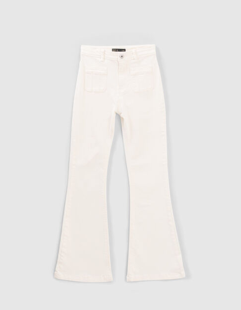 Girls’ ecru flared jeans with patch pockets