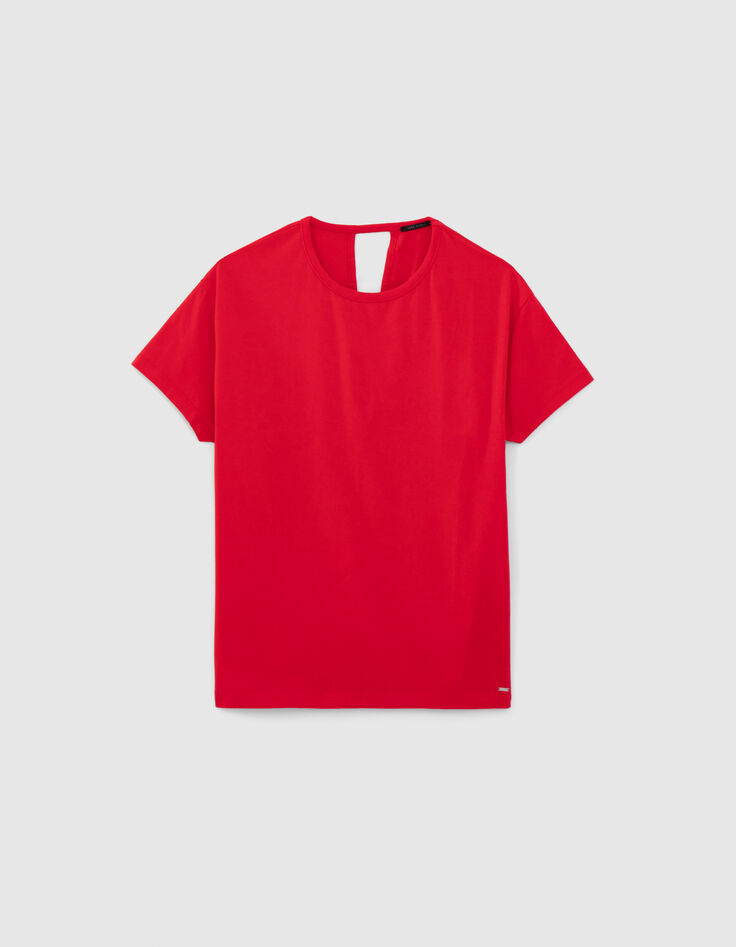 Tee-shirt femme rouge noué en coton bio-6