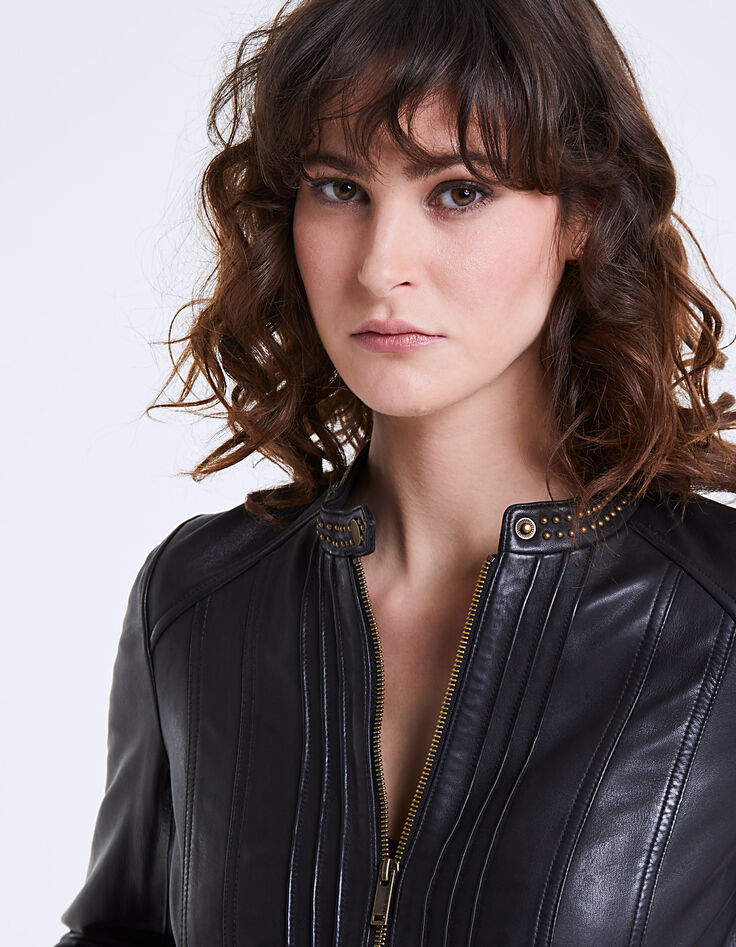 Women’s studded leather jacket-3