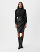 Black wrap pencil skirt Women-5