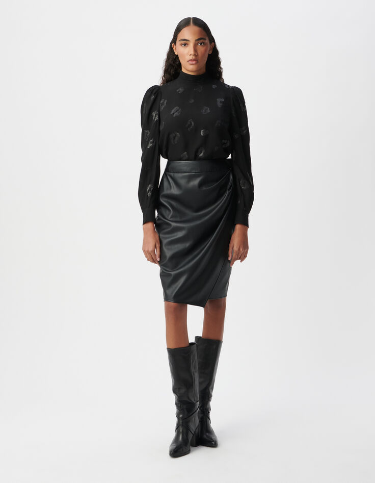 Black wrap pencil skirt Women-5